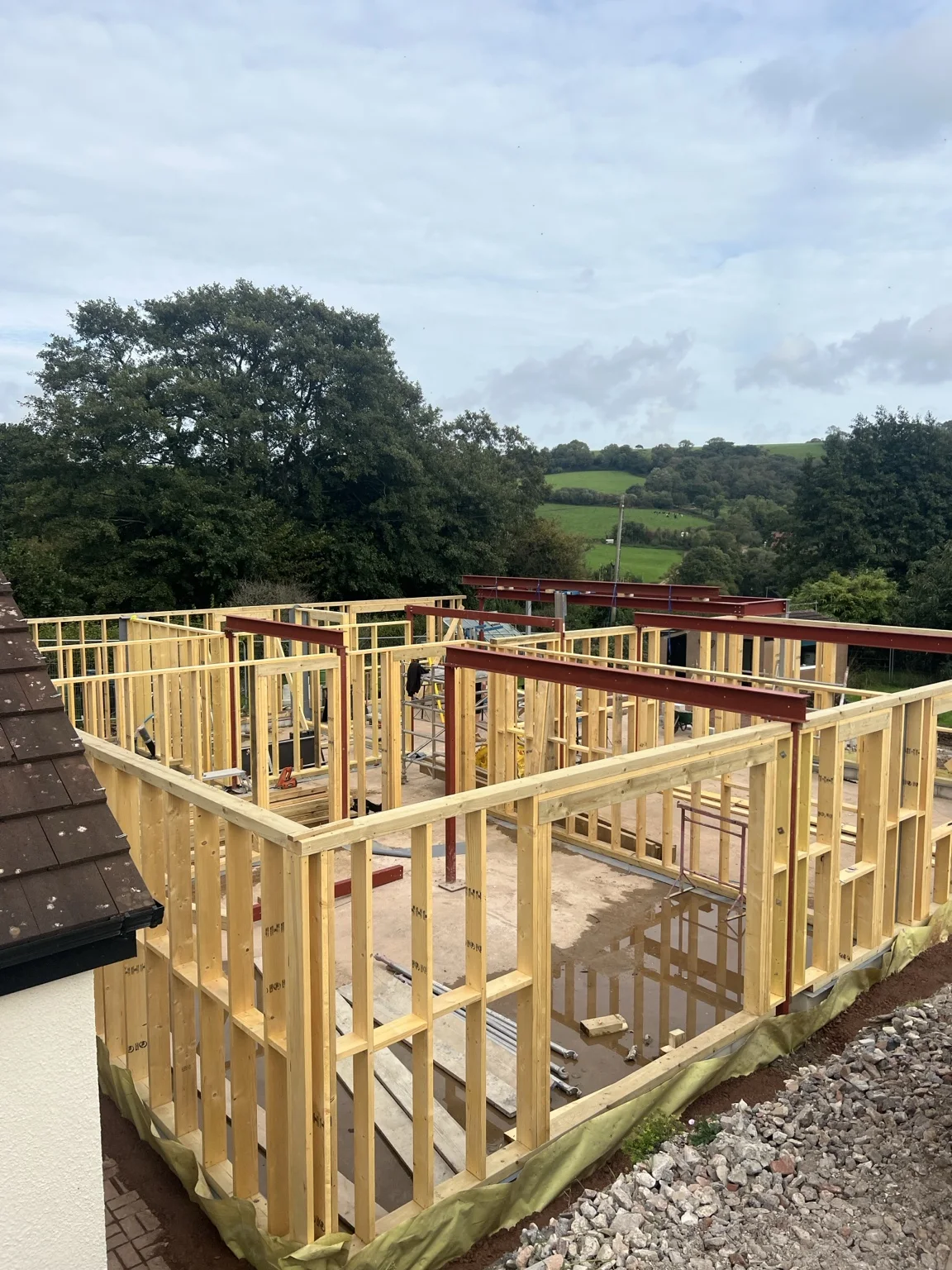Ground-floor timber walls erected by Exeter Carpentry Contractors Ltd