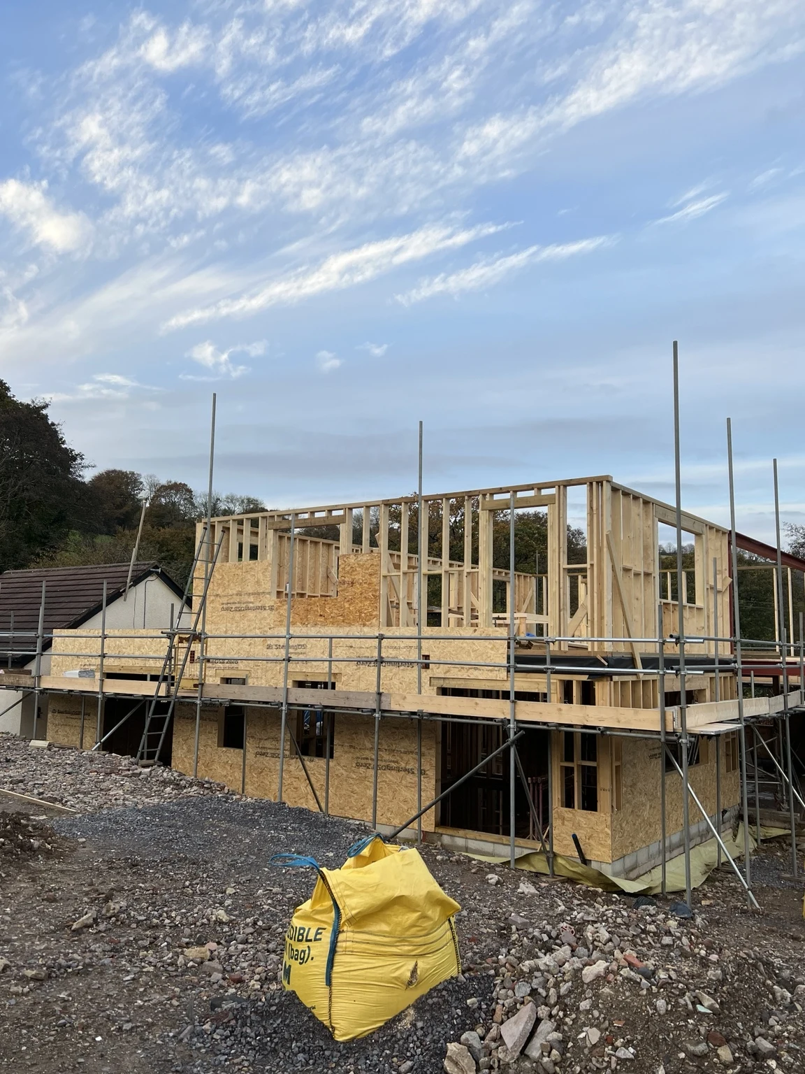 Bespoke timber frame structure under construction